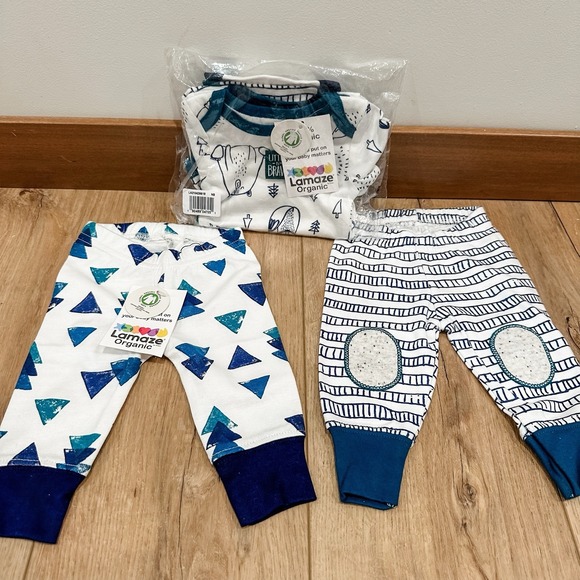 Lamaze Organic Baby Boy Newborn 2‎ Pairs Pants & 2 One Piece "little And Brave" - Picture 1 of 7